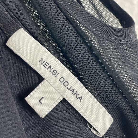 Nensi Dojaka Womens Large Black Sheer Long Sleeve Cutout Top Blouse - Picture 4 of 12